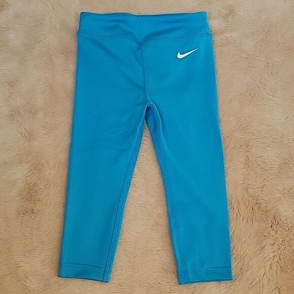 GIRL'S NIKE DRI-FIT TURQUOISE "JUST DO IT." LEGGINGS, SIZE 2T - Picture 1 of 4
